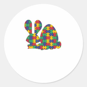 Easter Rabbit Autism Awareness Puzzle Piece Autist Classic Round Sticker