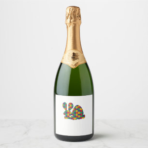 Easter Rabbit Autism Awareness Puzzle Piece Autist Sparkling Wine Label