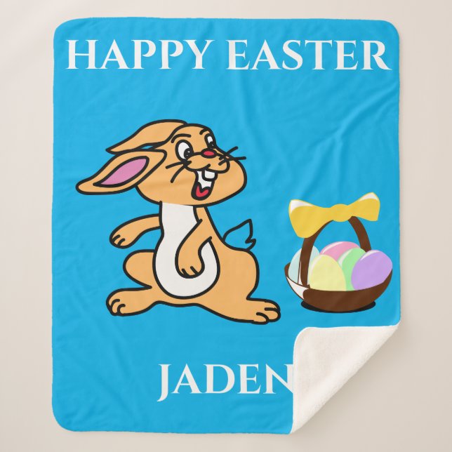 Easter rabbit & basket sherpa fleece blanket. sherpa blanket (Front)