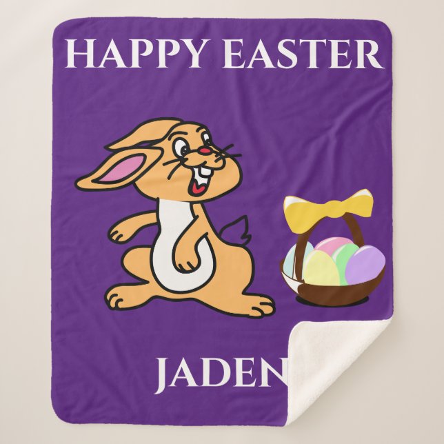 Easter rabbit & basket sherpa fleece blanket. sherpa blanket (Front)
