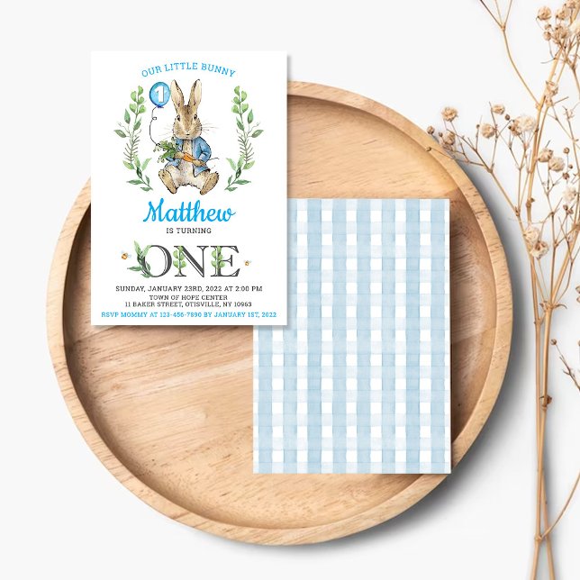 Easter Rabbit Bunny Boy 1st Birthday Invitation (Créateur téléchargé)