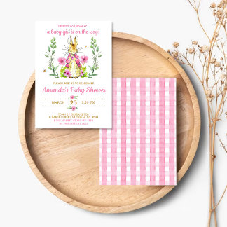 Easter Rabbit Bunny Girl Baby Shower Invitation