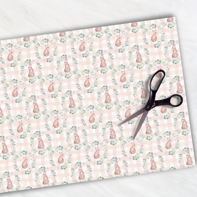 Easter Rabbit Bunny Watercolor Pink Pattern Tissue Paper (Creator Uploaded)