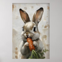 Easter Rabbit Carrot Print, Spring Bunny