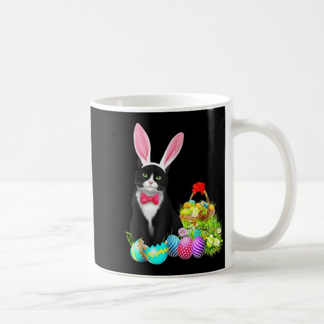 Easter Rabbit Cat Bunny Ears Eggs Happy Easter Day Coffee Mug (Right)