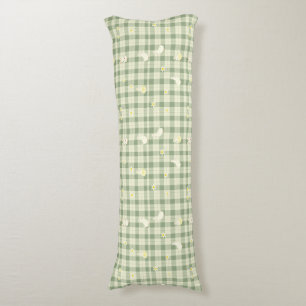 Easter Rabbit Chicken Green Plaid Pattern Body Pillow