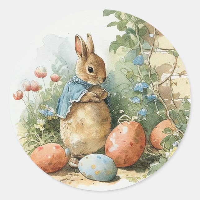 Easter Rabbit Classic Round Sticker (Front)
