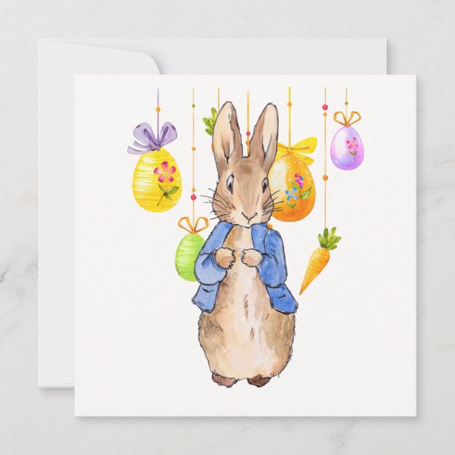 Easter Rabbit Easter Eggs  Holiday Card (Front)