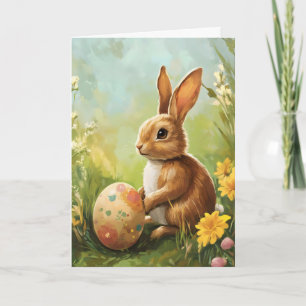 Easter Rabbit Egg Grass Holiday Card