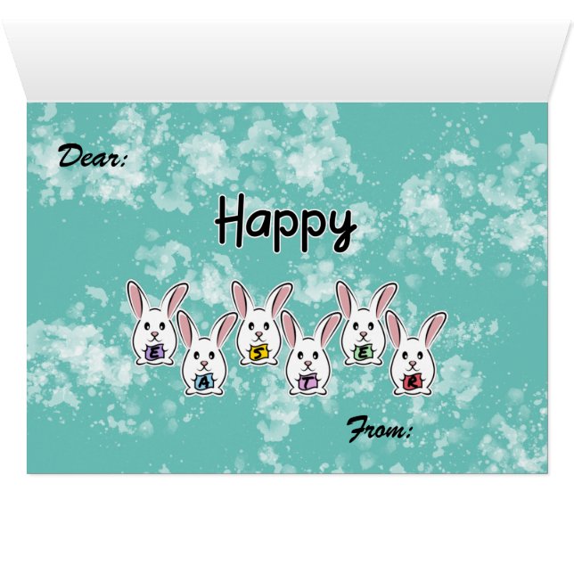 Easter Rabbit Egg Greeting Card (Inside Horizontal (Bottom))