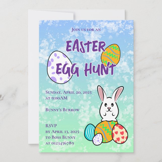 Easter Rabbit Eggs Invitation (Front)