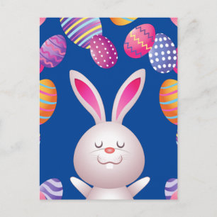 Easter rabbit & eggs postcard. postcard