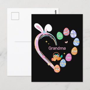 Easter Rabbit Heart Easter Egg Grandma Family Name Postcard