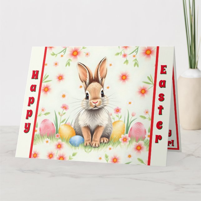 Easter Rabbit Holiday Modern Collection Card (Front)