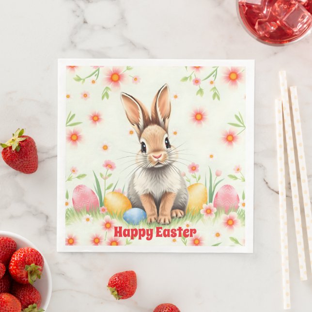 Easter Rabbit Holiday Modern Collection Napkin (Insitu)