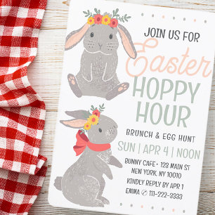 Easter Rabbit Hoppy Hour Brunch and Egg Hunt Invitation