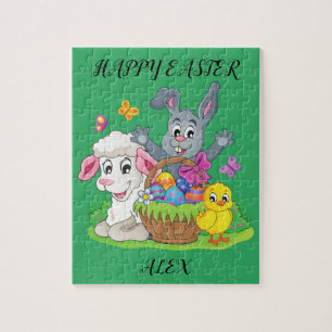 Easter rabbit, lamb & chick puzzle personalized.