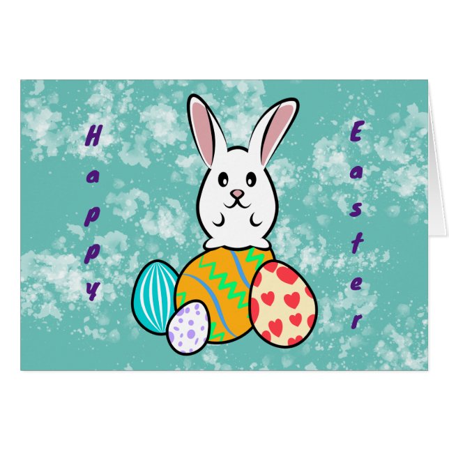 Easter Rabbit on Easter Eggs (Front Horizontal)