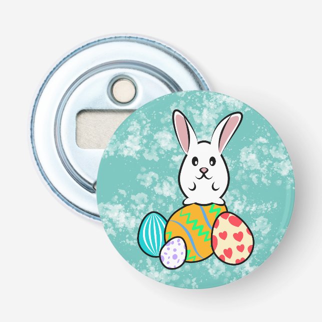 Easter Rabbit on Easter Eggs Bottle Opener (Front)
