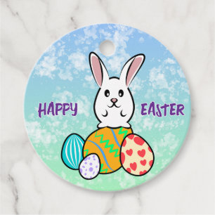 Easter Rabbit on Easter Eggs Favour Tags