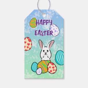 Easter Rabbit on Easter Eggs Gift Tags