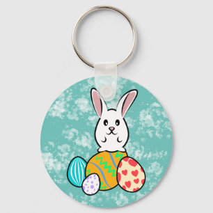 Easter Rabbit on Easter Eggs Keychain