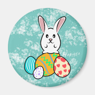 Easter Rabbit on Easter Eggs Magnet