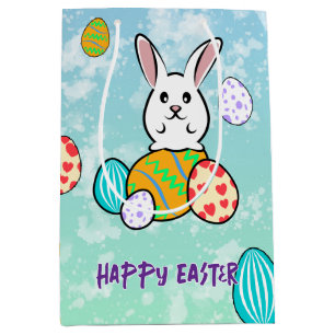 Easter Rabbit on Easter Eggs Medium Gift Bag