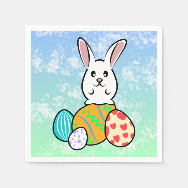 Easter Rabbit on Easter Eggs Napkin (Front)
