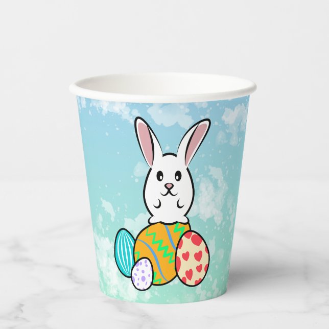 Easter Rabbit on Easter Eggs Paper Cups (Front)