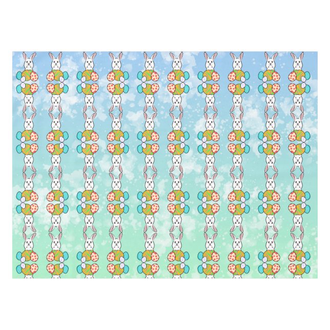 Easter Rabbit on Easter Eggs Tablecloth (Front (Horizontal))