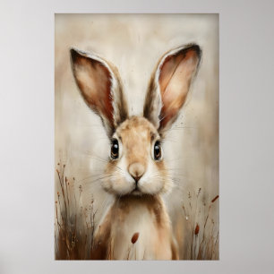 Easter Rabbit Print, Spring Bunny Cottagecore Poster