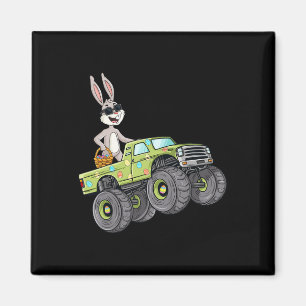 Easter Rabbit Riding Monster Truck Fun Boys Girls  Magnet