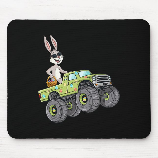 Easter Rabbit Riding Monster Truck Fun Boys Girls  Mouse Pad (Front)