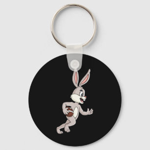 Easter Rabbit Running With A Football Fun Boys Gir Keychain