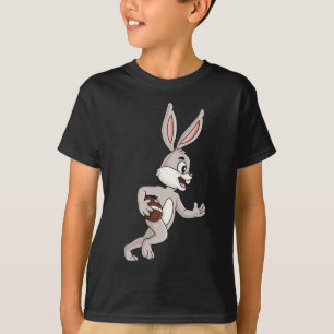 Easter Rabbit Running With A Football Fun Boys Gir T-Shirt
