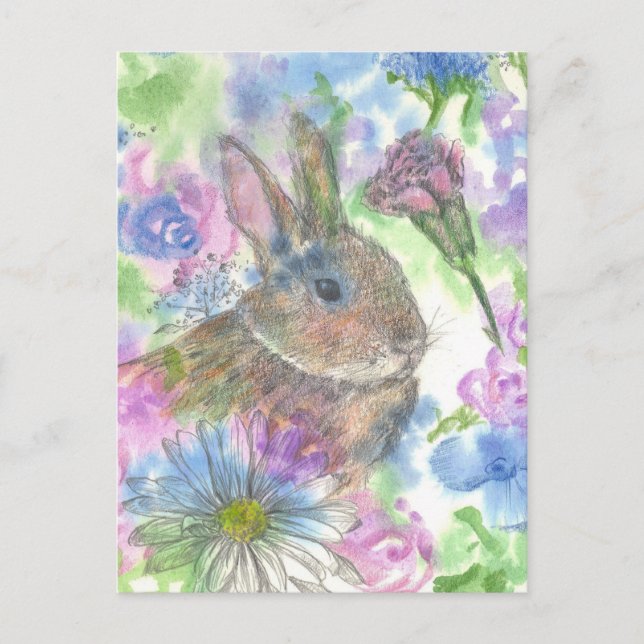 Easter Rabbit Spring Garden Holiday Postcard (Front)