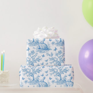 Easter-rabbit-toile-de-jouy pattern wrapping paper