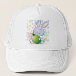 Easter Rabbit with Egg and Flowers Trucker Hat