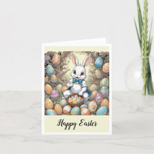 Easter Rabbit with eggs Holiday Card
