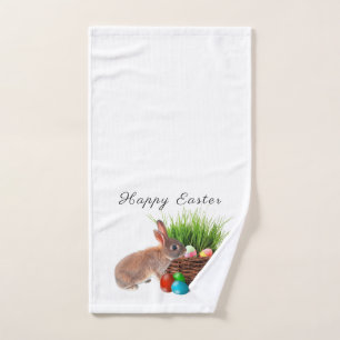 Easter Rabbit with Holiday Eggs Bathroom Hand Towel