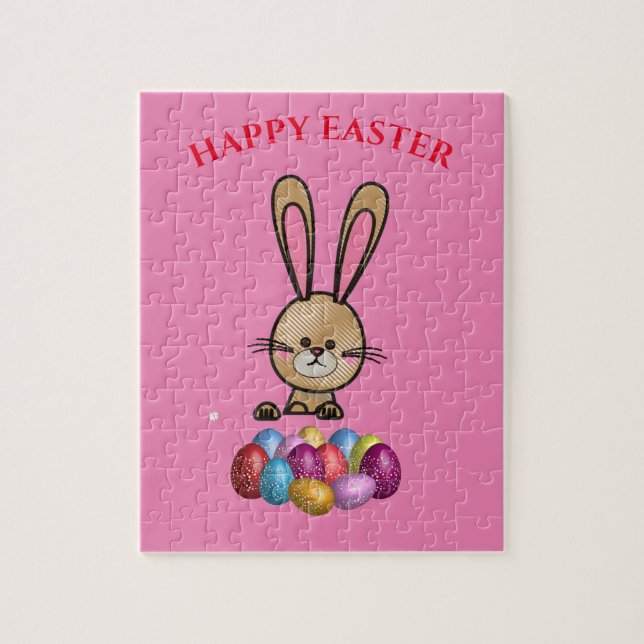 Easter rabbit with sparkling eggs puzzle. jigsaw puzzle (Vertical)