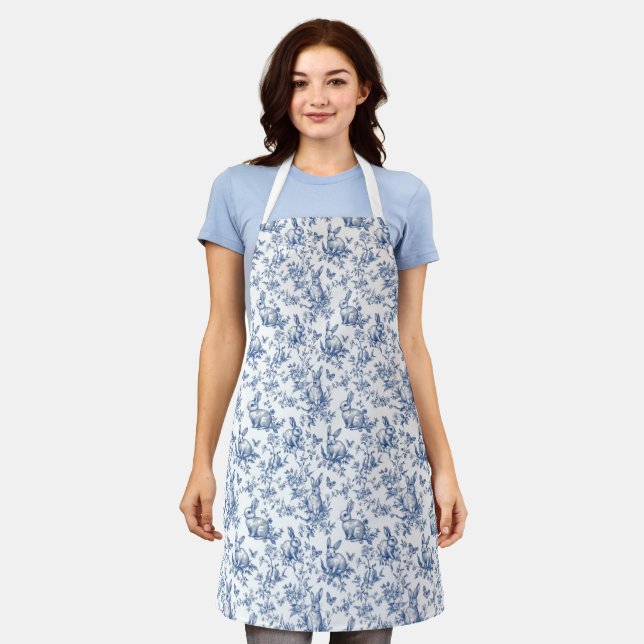 Easter Rabbits Chinoiserie Pattern Apron (Worn)
