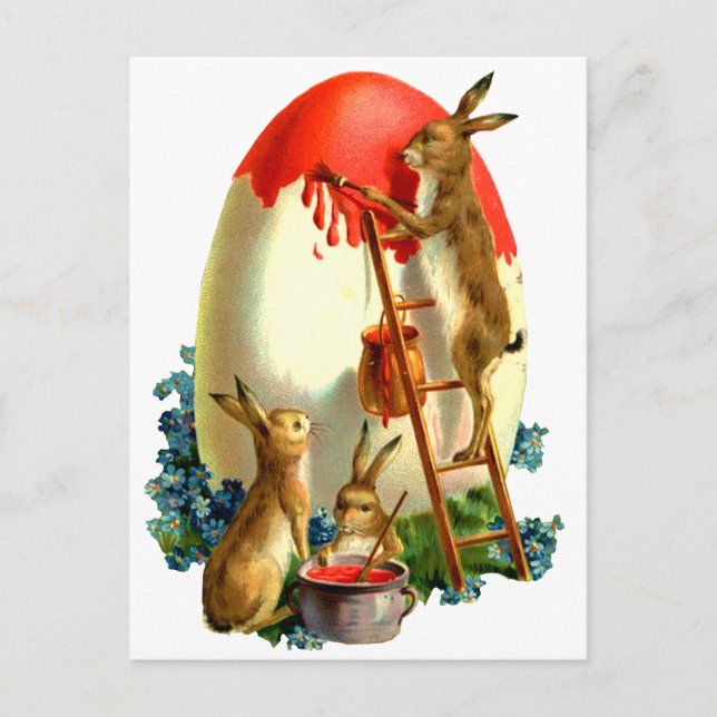 Easter rabbits holiday postcard (Front)