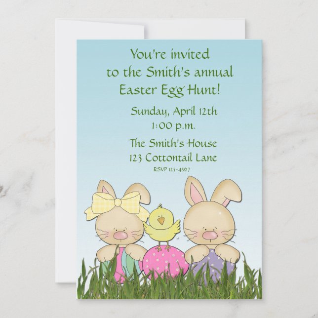 Easter Rabbits Invitation (Front)