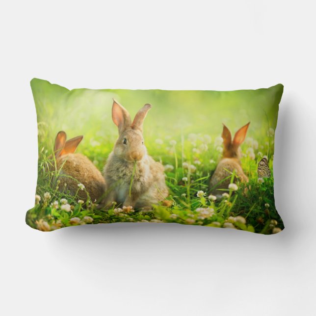 Easter Rabbits Lumbar Pillow (Front)