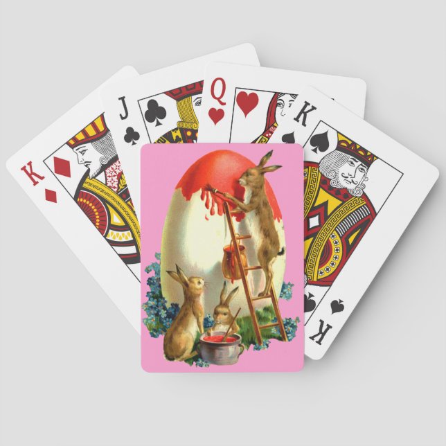 Easter rabbits playing cards (Back)