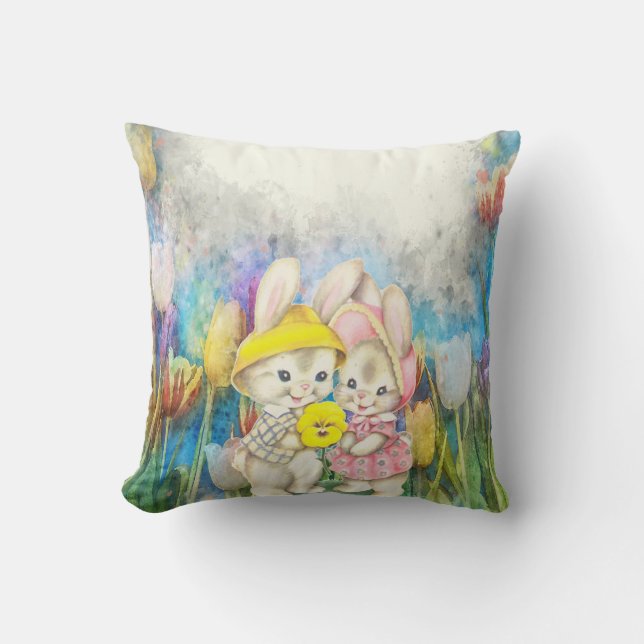 Easter Rabbits  Throw Pillow (Front)