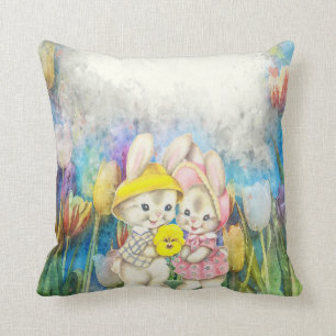 Easter Rabbits Throw Pillow