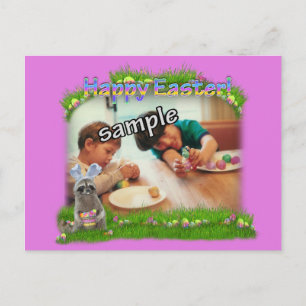 Easter Raccoon Bandit Photo Frame Holiday Postcard